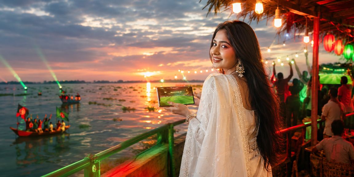 বাংলাদেশের লাল-সবুজ পতাকার সামনে স্পোর্টস বেটিং বিশ্লেষণের উত্তেজনাপূর্ণ মুহূর্ত